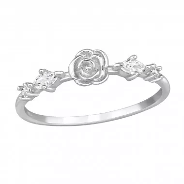 Rose Flower - 925 Sterling Silver Rings with CZ SD49476