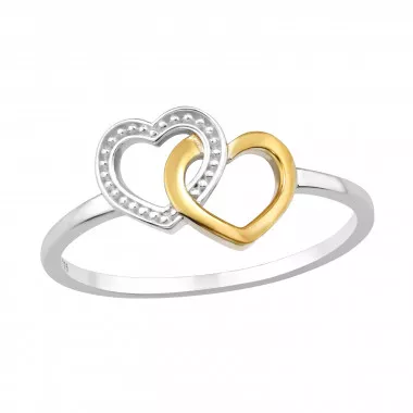 Double Heart - 925 Sterling Silver Simple Rings SD48222