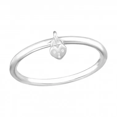 Heart Lock - 925 Sterling Silver Simple Rings SD48230