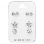 Infinite, Star And Round - 316L Surgical Grade Stainless Steel Steel Jewelry Sets SD45415