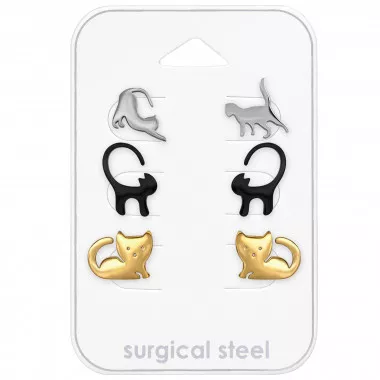Cats - 316L Surgical Grade Stainless Steel Steel Jewelry Sets SD49005