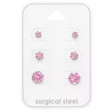 Round 3Mm, 4mm And 6mm - 316L Surgical Grade Stainless Steel Steel Jewelry Sets SD49597