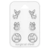 Deer And Reindeer - 316L Surgical Grade Stainless Steel Steel Jewelry Sets SD49598