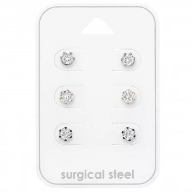 4mm Round - 316L Surgical Grade Stainless Steel Steel Jewelry Sets SD49600