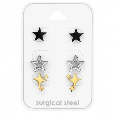 Stars - 316L Surgical Grade Stainless Steel Steel Jewelry Sets SD49602