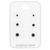 Round Black 2Mm, 3mm And 4mm - 316L Surgical Grade Stainless Steel Steel Jewelry Sets SD49603