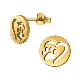 Paw Footprint In Heart - 316L Surgical Grade Stainless Steel Stainless Steel Ear studs SD48992