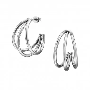 Three Curved Bar Half Hoop - 316L Surgical Grade Stainless Steel Stainless Steel Ear studs SD49790
