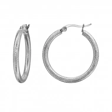 30Mm, Carved, Twisted, Texture - 316L Surgical Grade Stainless Steel Stainless Steel Earrings SD49801