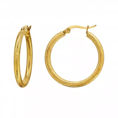 30Mm, Carved, Twisted, Texture - 316L Surgical Grade Stainless Steel Stainless Steel Earrings SD49802