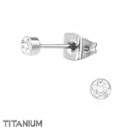 Titanium Round Ear Studs With Crystal  - Titanium Titanium Ear Studs SD38448