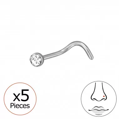 0.8Mm (20G) X5 2mm Crystal - Titanium Titanium Nose Jewelry SD47905